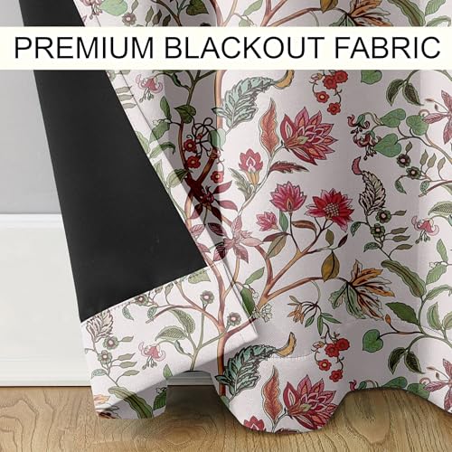 Image of Cloth Fusion Printed 100% Blackout Door Curtains 7 Feet Long Set of 2, Room Darkening Parda with Stainless Steel Grommets for Home Decor (7x4.5 Feet, Ivory Dream)