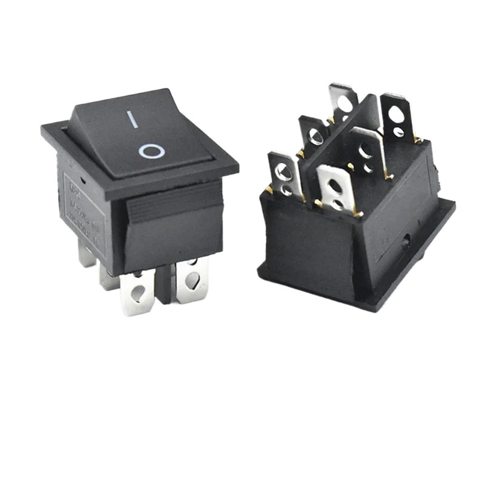 KCD4 25 * 31mm Interruttore a bilanciere 6Pin 2 posizioni Pulsante Interruttore di alimentazione Nero ON OFF 16A 250V 20A 125VAC * 5 pezzi(Black copper)