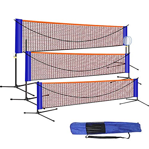 GUIFIER Red de bádminton portátil para voleibol infantil con red de 5,2 m, tenis, tenis de fútbol, Pickleball, altura ajustable, fácil de instalar red de nailon para patio, playa, cualquier área plana