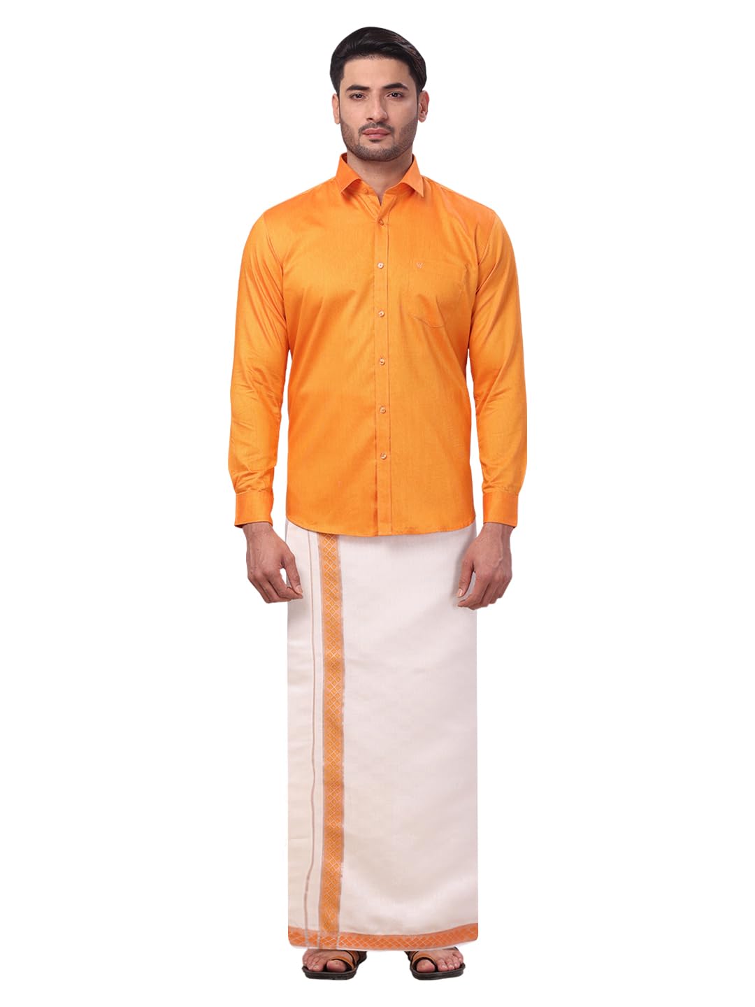 minister white Men's Cotton Full sleeve Shirt and Airtex Matching Border Dhoti Combo Nector Wedding & Festive Occasion-picture-20