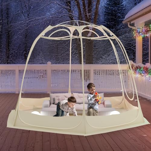 TABU Pop Up Bubble Tent for 12-14 Person, 12×12ft Coldproof & Windproof Outdoor Bubble Tent with Vent Windows, Large Camping Shelters for Party, Backyards, Hiking, Beige