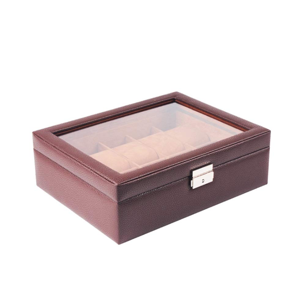 Scatole per Orologi Scatola porta orologi con display a lucernario semplice e quadrante serratura a parola, scatola in pelle PU per il Compleanno di Natale