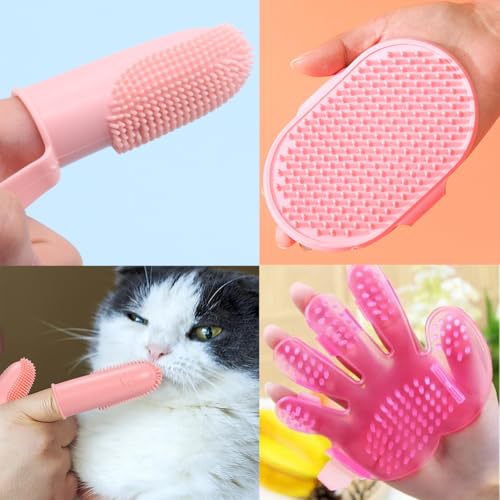 9PCS Pet Gromming Kit,Cleaning Brush Removes Loose Hair, Pet Bath Brush,Shampoo Brush, Nail Clipper, Flea Comb for Dogs&Cats and Small Animal Grooming Kit. - Image 5
