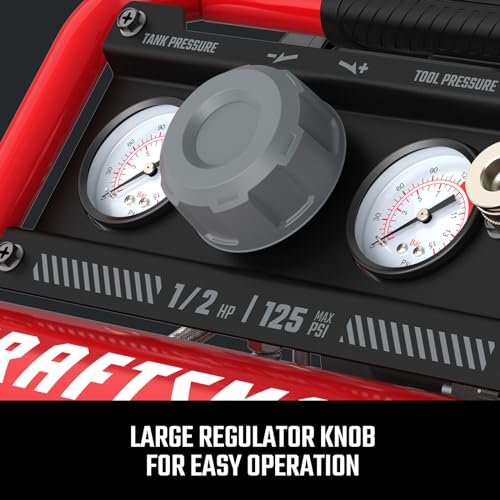 Image of CRAFTSMAN 1 Gallon Ultra Quiet Air Compressor Oil-Free 1 /2 HP Max 125 PSI Horizontal Portable for Car Tires, Nail Gun and Pneumatic Tools