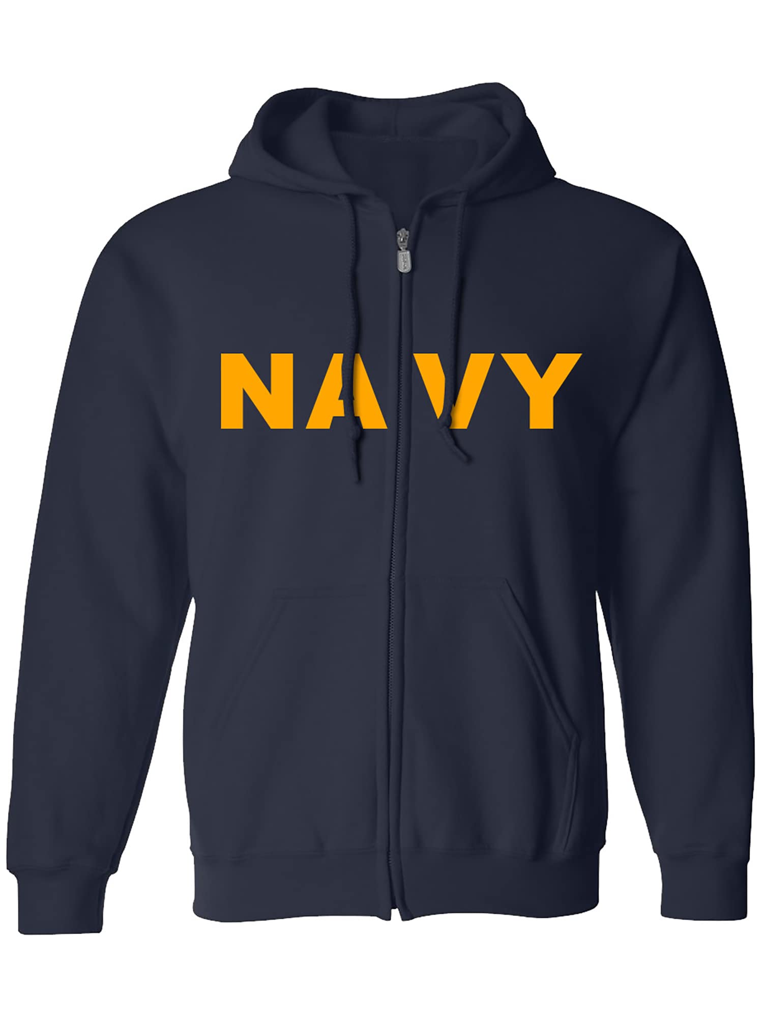 zerograviteeNavy NAVY Full-Zip Hooded Sweatshirt with gold print