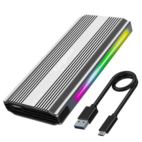 KingData M.2 NVMe SSD Enclosure, Tool-Free 10Gbps USB 3.1 Adapter for 2230/2242/2260/2280 M.2 With USB C to A Cable and RGB Light - Image 7