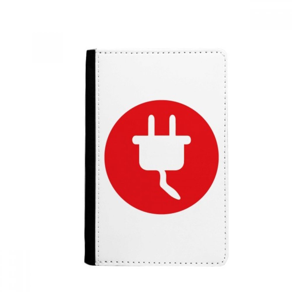 Red Plug Cable Charging Cable Pattern Passport Holder Notecase Burse Wallet Cover Card Purse