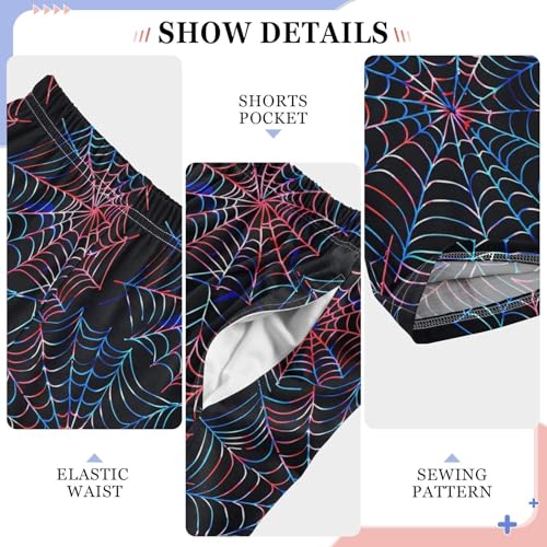 ALAZA Red Blue Spider Web Happy Halloween Pajama Lounge Pants Long Sleep Pajama Bottoms with Pockets4