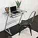 Walker Edison Metal and Glass Work From Home Laptop Computer Gaming Desk with Slide In Keyboard Tray Home Office, 31 Inch, Silver