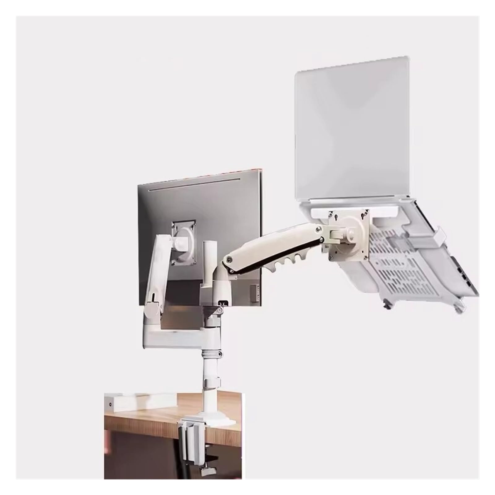 TKJfdTY H180 Fp-2 22" - 32" Lcd Tv Monitor Desktop Stand + 10" 17" Gas Spring Full Motion 2-12Kg Double Arm Clamp Hole，2 9KG WHITE