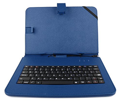 DURAGADGET Durable Blue Faux Leather Protective Case/Cover with Micro USB Keyboard & Built