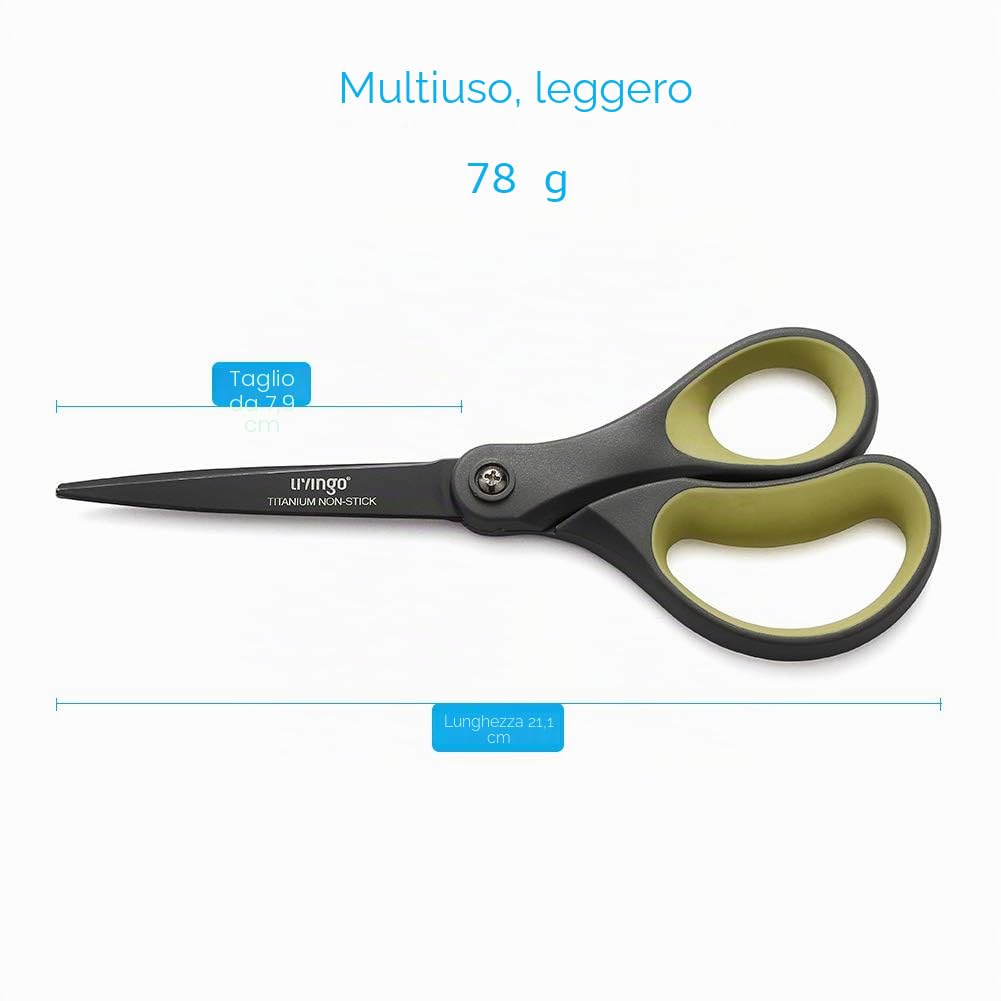 LIVINGO forbici in titanio antiaderenti 20,3 cm professionali acciaio inox multiuso dritte