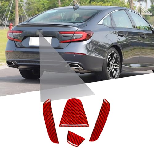 Image of Compatible with Rear Trunk Insert Cover Trim Carbon Fiber Rear Tailgate Emblem Badge Decoration Sticker for Honda Accord 2018 2019 2020 2021 2022 2023 2024 (4Pcs Red)