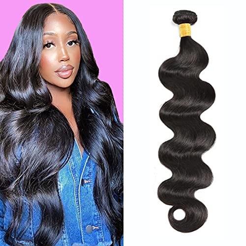 Body Wave Hair 1 Bundle Brazilian Body Wave Single Bundle 9A Virgin Human Hair Bundle 100% Unprocessed Weave Hair Bundle Natural Black (26 Inch)