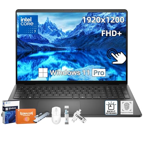Image of Dell 16 DC16250 Touchscreen Laptop, Intel Core 7 Processor 150U(up to 5.4 GHz), 16 inch FHD+ 300 Nits Display, 32 GB DDR5, 1 TB SSD, Backlit Keyboard, Fingerprint Reader, Copilot AI, Windows 11 Pro