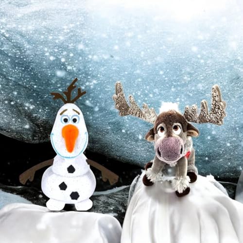 Ferro Stars Olaf avec Sven Peluche La Reine des Neiges 2, Bonhomme de neige, Mini peluche 14 cm