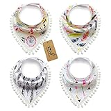 iZiv Lot de 4 Bavoirs Bébé Bandana Bavoir avec Boucle Réglable, Absorbent Coton Doublure 0-2 ans (Couleur-3)
