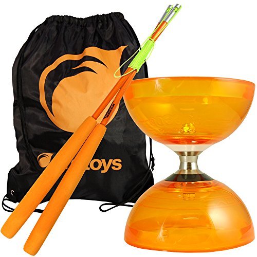 Orange Cyclone Quartz 2 Triple Bearing Diabolo & Orange Superglass Diablo Sticks Set with FiretoysÃÂ® Bag by Firetoys Diabolo