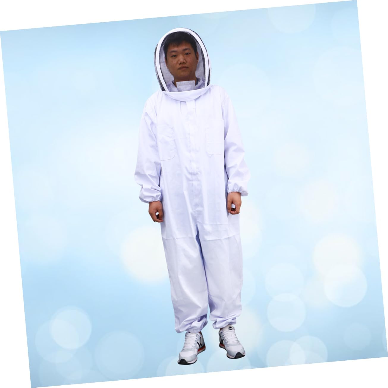 Elastic Cuffs Veil Hood Beekeeping Full Body Suit Professional Suit for Clothing XXL White
