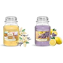 Bundle of Yankee Candle Candela profumata | Giara grande Lavanda al limone | Candele il regalo perfetto per le donne | Giara grande Cupcake alla vaniglia | Candele a lunga combustione: fino a 150 ore