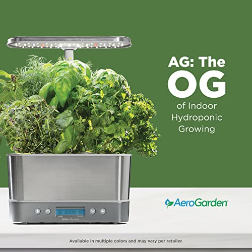 AeroGarden Harvest Elite - Indoor Garden, White Stainless & Salad Greens Seed Pod Kit with Red and Green Leaf, Romaine and Butter Head Lettuce, Liquid Plant Food and Growing Guide (6-Pod)