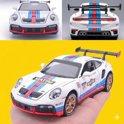 Image of Galaxy Hi-Tech Matini Porscche 911 GT3 RSR Turbo S 1:32 Scale Model Car Exclusive Alloy Metal Pull Back Die-cast Metal Toy car with Openable Doors Light Music Gifts Toys Kids【Colors as Per Stock】