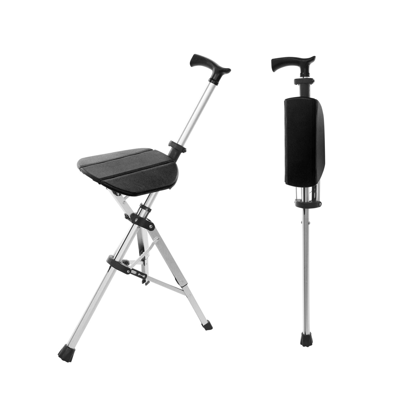Bastón plegable con asiento, silla portátil de 120 kg, bastón de senderismo para camping, senderismo, viajes al aire libre, pesca