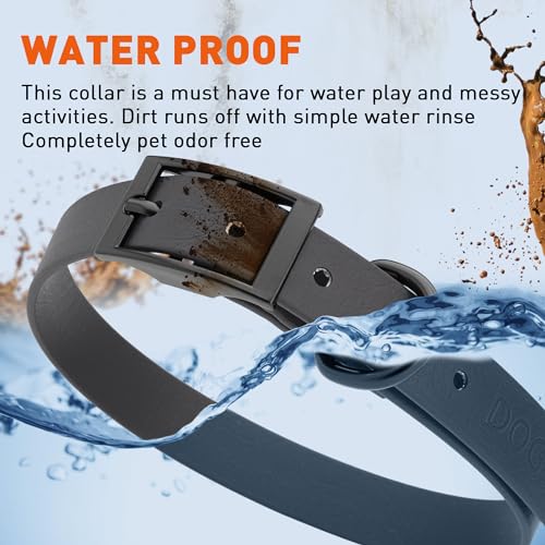 Image of Dogline Biothane Waterproof Dog Collar Strong Coated Nylon Webbing with Black Hardware Odor- Proof for Easy Care Easy to Clean High Performance Fits Small Medium or Large Dogs, Black