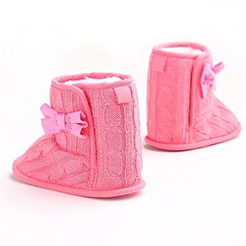 Infant Newborn Baby Girl's Knit Bowknot Winter Warm Snow Boots Soft Bottom Non-Slip Toddler Prewalker Shoes4