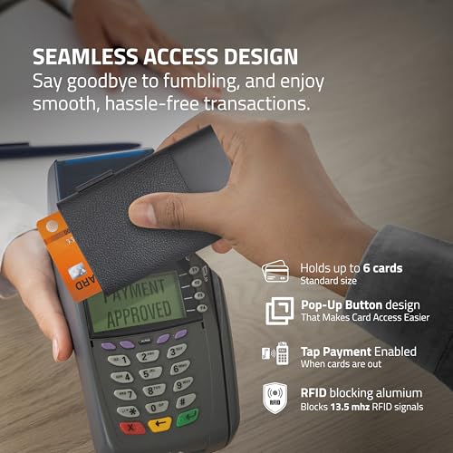 Fidelo Minimalist Men's Wallet with Money Clip - Leather & Aluminum Construction Clip Wallet - Durable Best Front Pocket Wallets For Men, Trigger Spring Cards Money Holder - Black4