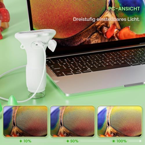 Digitales Mikroskop für Kinder, 1000X, Foto & Video (Weiß) – Ansicht 5