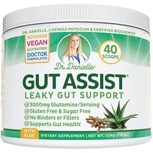 Doctor Danielle Gut Assist – Leaky Gut Repair Supplement Powder – Glutamine, Arabinogalactan, Licorice Root – Supports IBS, Heartburn, Bloating, Gas, Constipation, SIBO from