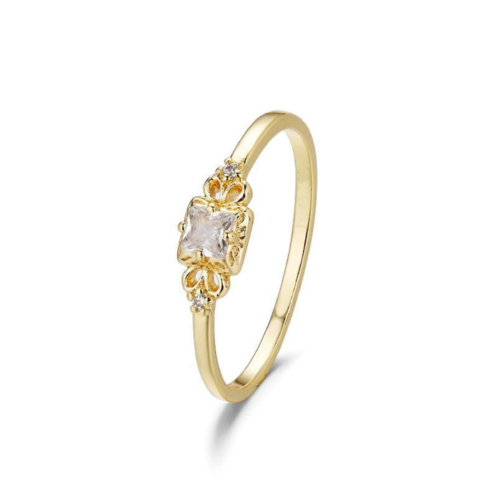 Anello Proposta Matrimonio Oro, Oro Giallo 9K 14K 18K Anello Promise Vintage Flower con Moissanite