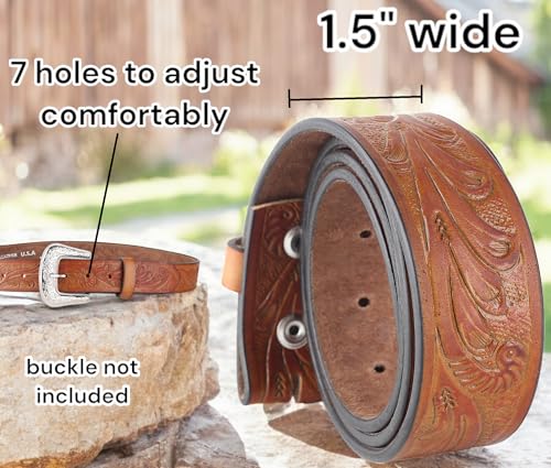 Image of F&L CLASSIC Western Belt without buckle for men - Full Grain Leather Cowboy Belts for jeans - One Piece Leather strap belt