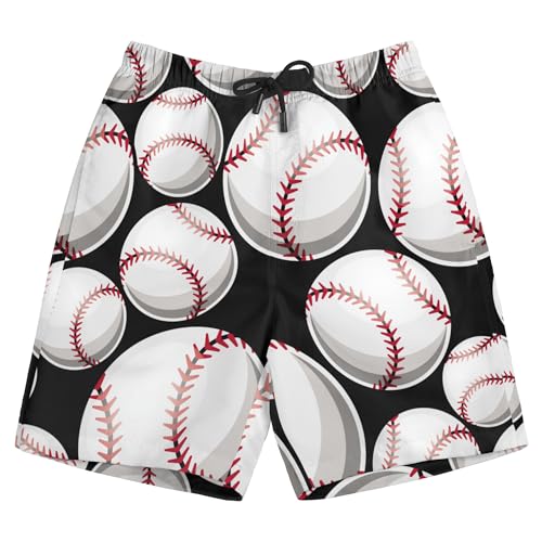Baseball Print Swim Trunks for Boys Quick Dry Boys Swimsuit Stretch Swim Shorts Children Novelty Board Shorts for Beach