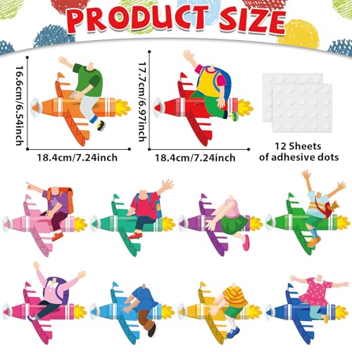 Image of gisgfim 80Pcs Crayon Cutouts Back to School Decoration Bulletin Board Colorful Crayon Airplane Paper Cut-Out Classroom Decor for Boy Girl DIY Craft Photo Wall Kindergarten Preschool Party Favor Supply