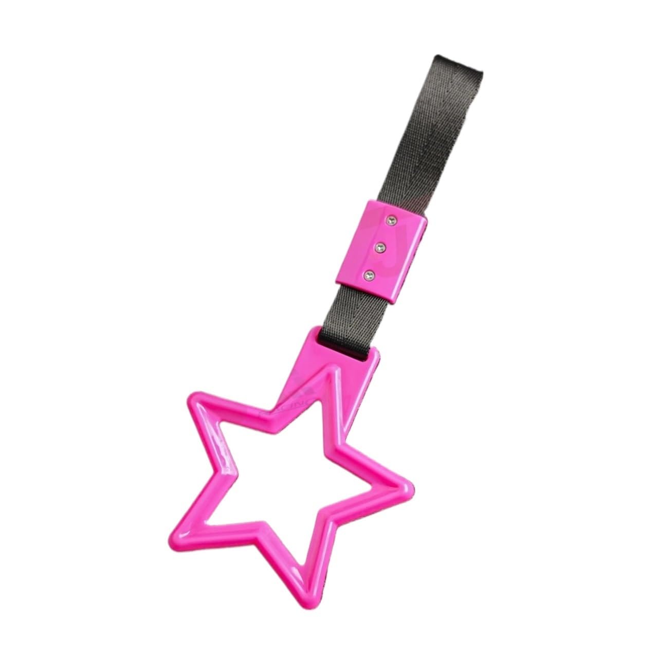 Cidegoo Pink Car Warning Rings 1Pcs Star Ring Handle Hand Strap Loops Bumper Bus Car Drift Charm Warning Tag For Car Decoration(Pink)