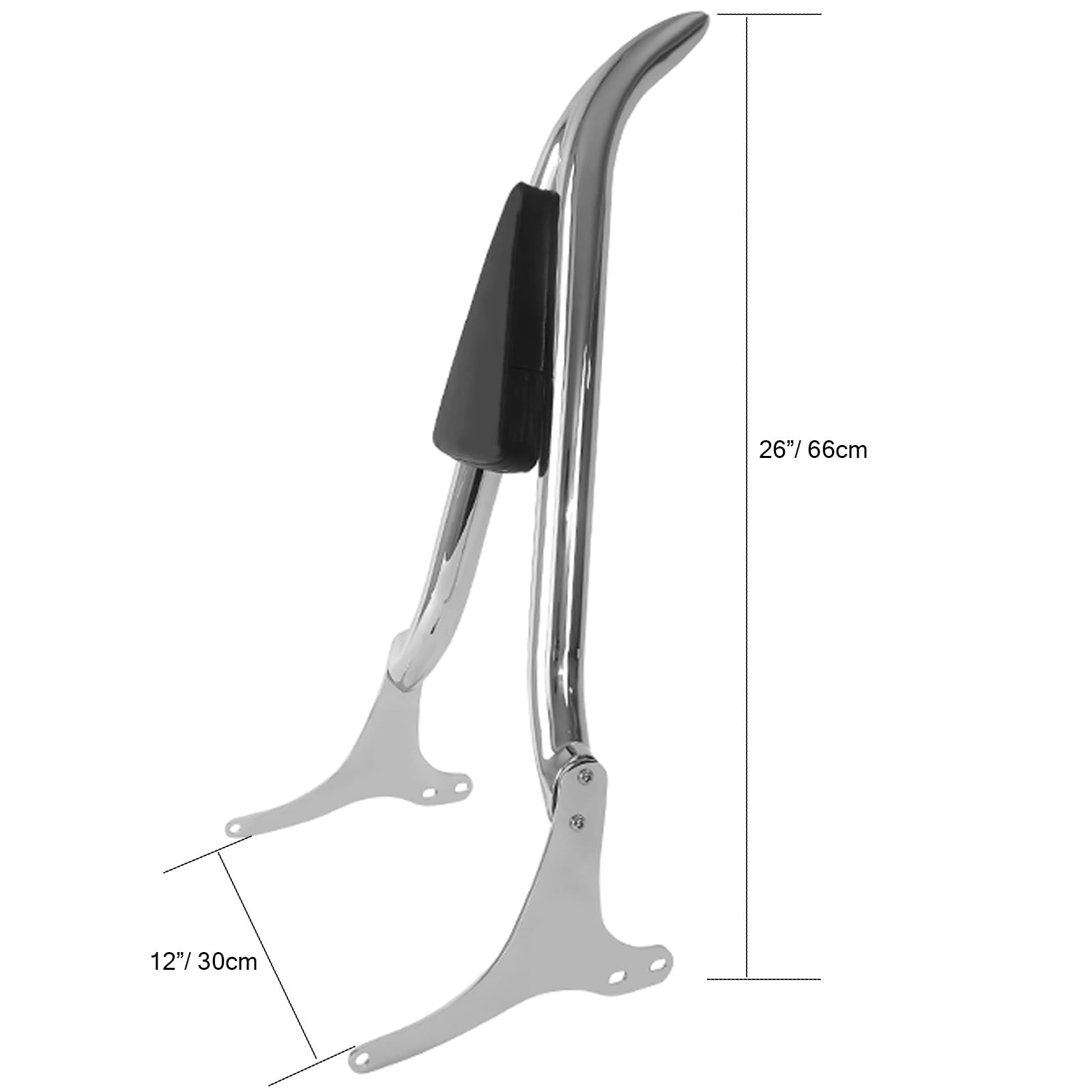 DreDoggMoto Motorcycle Sissy Bar Backrest - Chrome, Fits Harley Touring Models 1997-2008