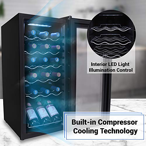 NutriChef Wine Cooler Refrigerator 18Bottle Wine Fridge with Air
