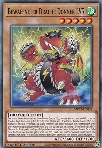 MP22-DE003 - Bewaffneter Drache Donner LV5 - Common - Deutsch - 1. Auflage - im Set mit Ultrapro Toploader - Yugioh