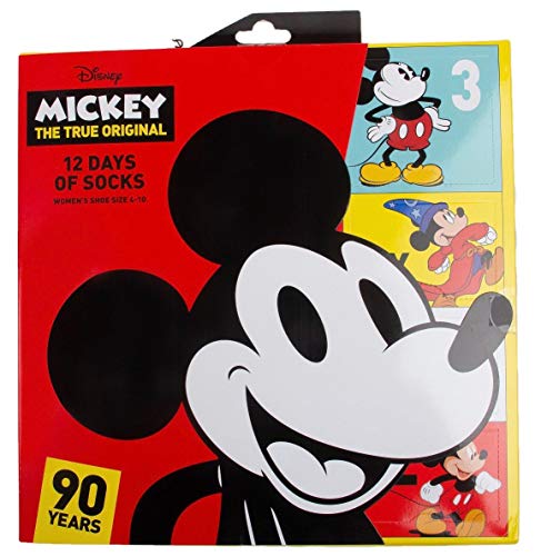 Womens Disney Mickey Mouse 12 Days of Socks Gift Set 90th Anniversary