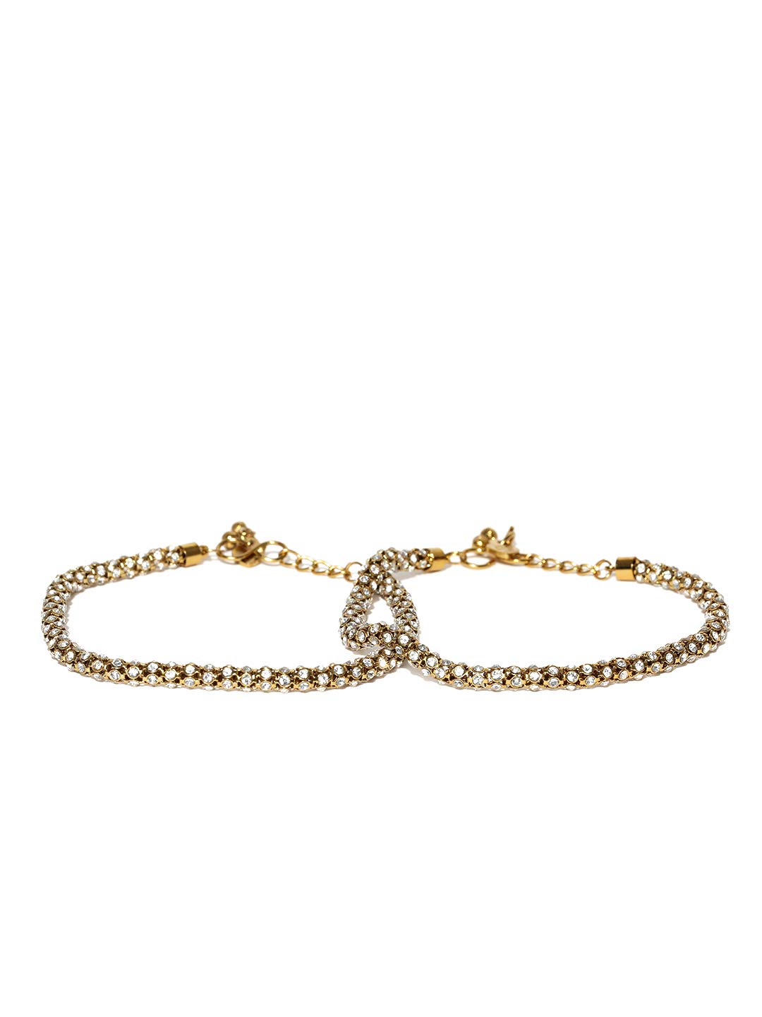 Priyaasi American Diamond Studded Brass Anklet Pair for Women, Girls - Adjustable Traditional Payal Pajeb with Gungru (Golden) (B07Y5B1JRP) Amazon Price History, Amazon Price Tracker