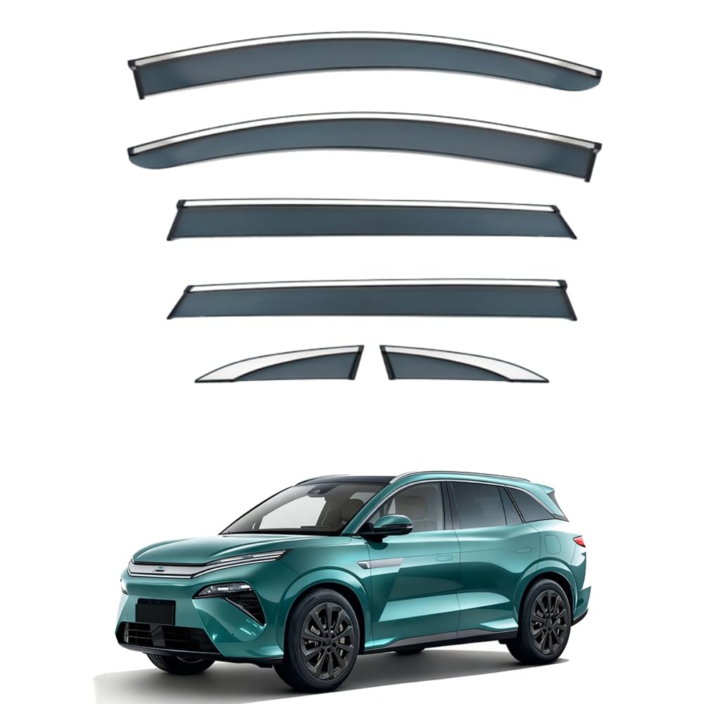 Qoemrhelt 6Pcs 4Pc Set In-Channel Wind Deflectors, For Byd Atto 8 2025 2026 Window Visors Rain Guards Vent Visors Rain & Sun Protection,Car Accessories,