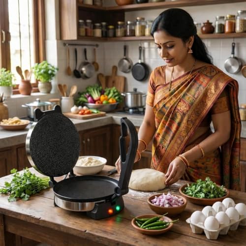 Image of Roti Maker 950W Multi Maker Electric Automatic With 8.5 Inch Plate | Complete Roti /Chapati /Khakra Maker for Home | 1 Year Warranty
