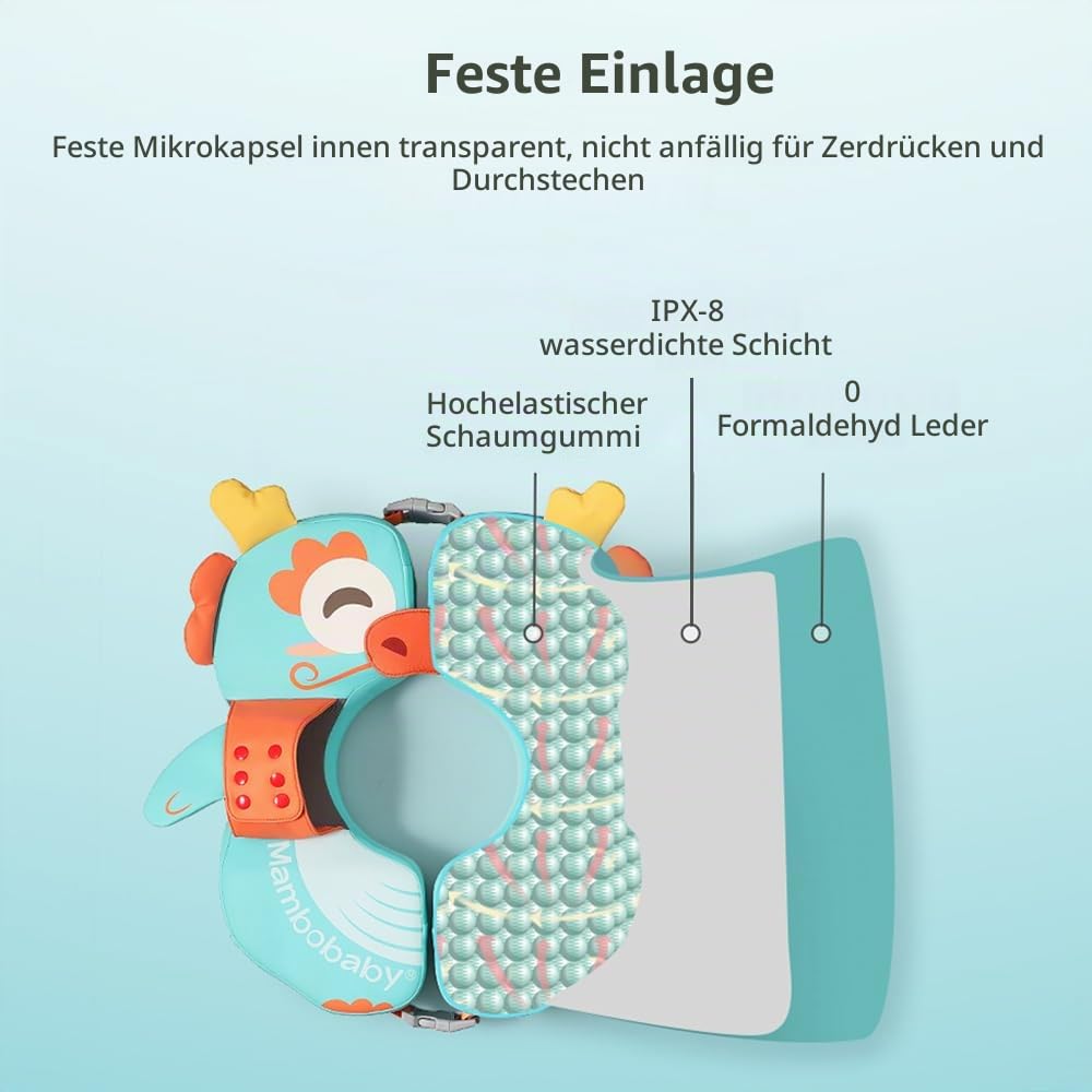 Mambobaby Baby Schwimmen schwimmflogen Nicht aufblasbare wasserdichte schwimmtrainer Float Ring für 3 72 Monate Baby Mädchen Säugling Pool Float Lake Blue Blue Pearl Foam Leder