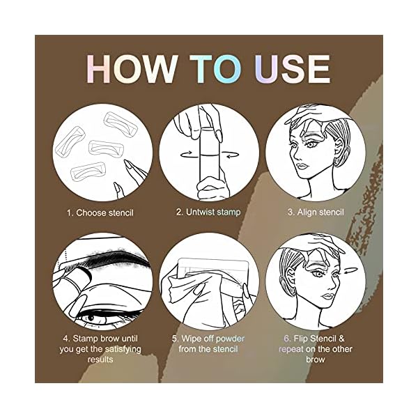 Eyebrow Stamp Kit, Eyebrow Shaping Stamp Makeup Kit, One Step Eye Brow Stamp, Long Lasting Eyebrow Makeup Tool with 10 Reusable Eyebrow Stencils, 2 Eyebrow Brushes, 3 Colors (Dark Brown)