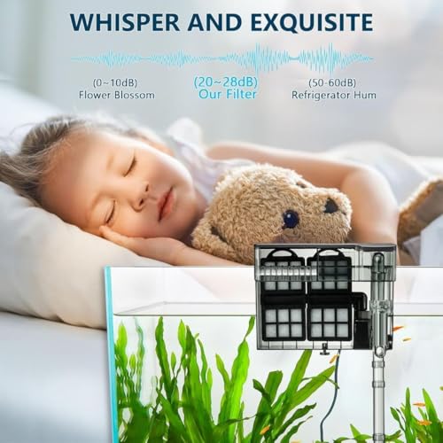 Image of Cherlam (8 Watts | Suitable For 3.5 Feet Tank) Ultra Quiet Premium Hang On Back Filter For Planted Aquarium Fish Tank With Surface Skimmer By Petzlifeworld