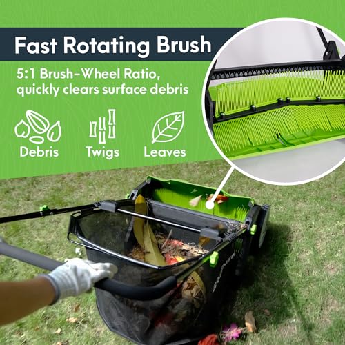 Greensweep GS-PP2 Pickup Pro Garden Sweeper - Manual Leaf & Grass Push Lawn Sweeper thumb #3