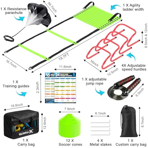 image for X-UMEUS Agility Ladder Speed Training Equipment Set-20ft Agility Ladde