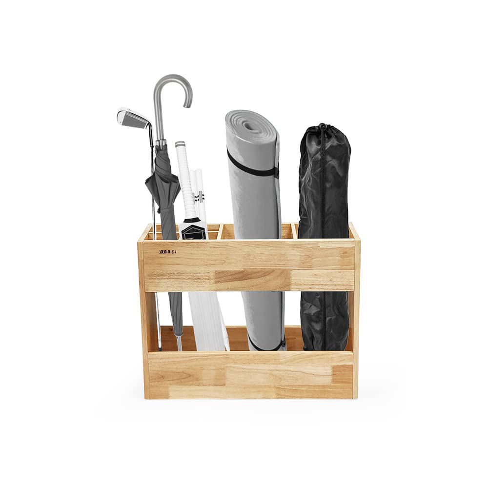 SOLVD-IN-BOX Umbrella Stand for Canes Walking Sticks Wooden Umbrella Stand Rack Holder Free Standing Umbrella Holder for Home Entryway Free Standing Organizer for Front Door Creative Storage Rack